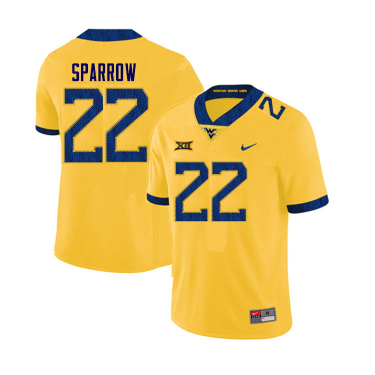Men #22 A'Varius Sparrow West Virginia Mountaineers College Football Jerseys Sale-Yellow